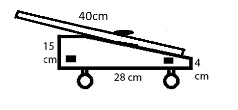 Desenho das medidas do robô com o leque (arma) aberto